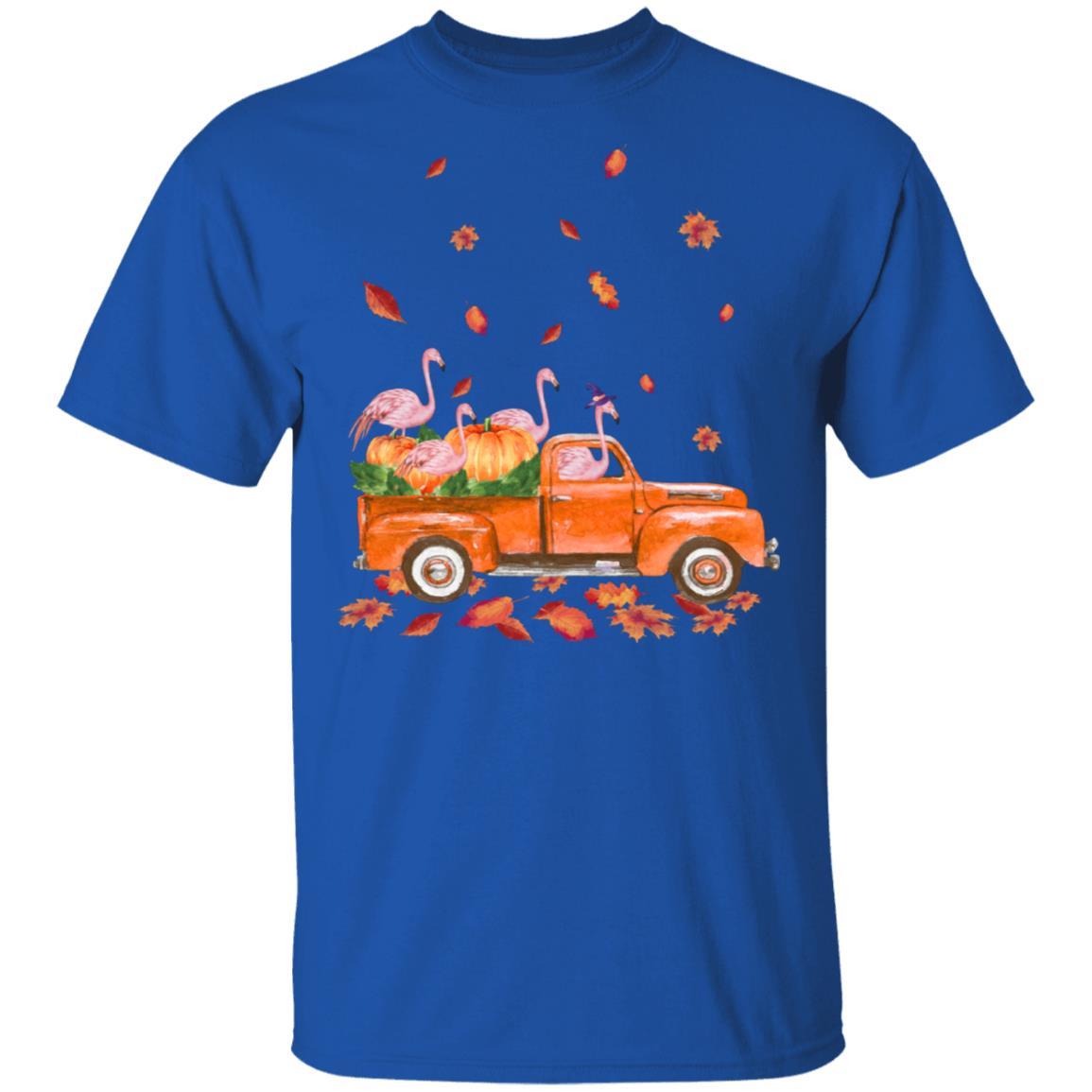 Happy Halloween Flamingo Fall Autumn Pumpkin Truck-T-Shirt & Hoodie-Classic T-Shirt-Royal