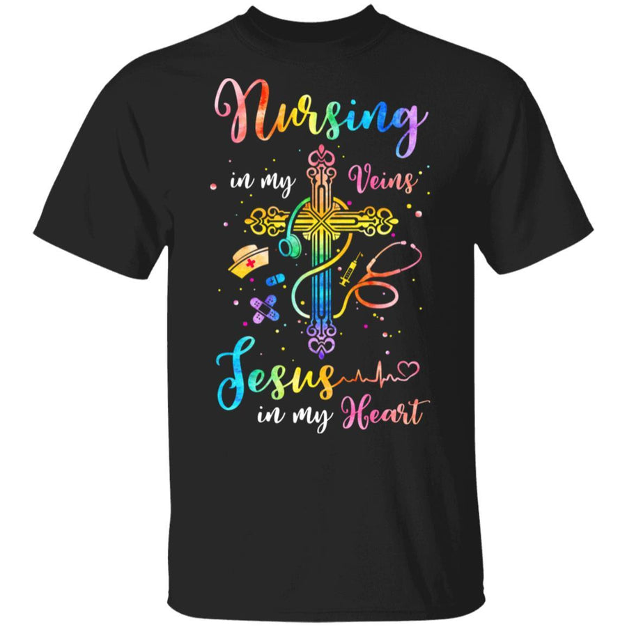 Nursing In My Veins Jesus In My Heart-T-Shirt & Hoodie-Classic T-Shirt-Black