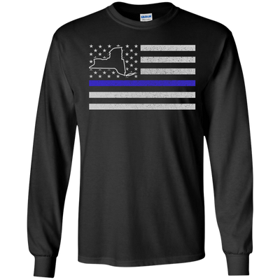 New York Thin Blue Line Police State-T-Shirt & Hoodie-Long Sleeve T-Shirt-Black