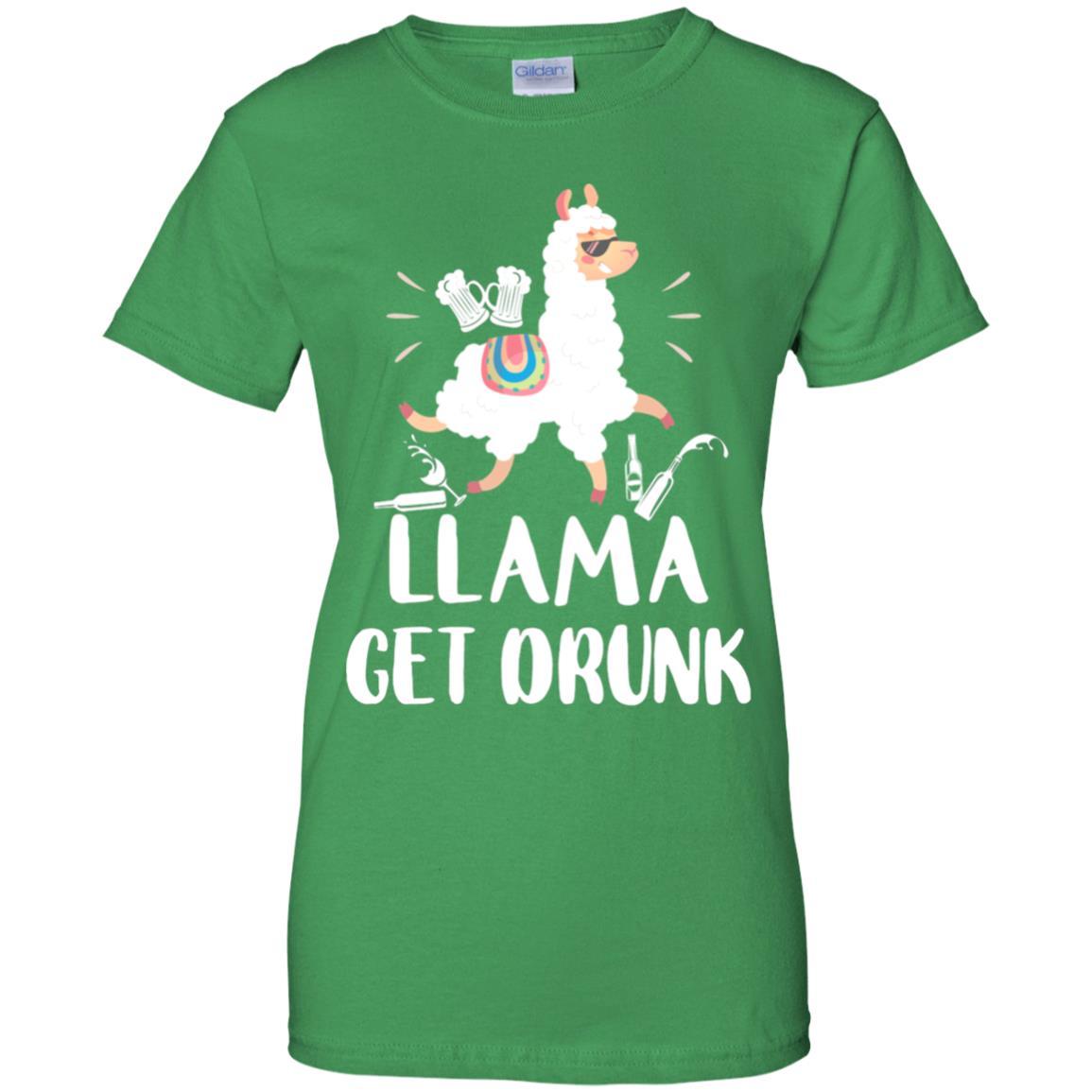 Funny Llama Get Drunk Mom Mommy Drinking Party-T-Shirt & Tank Top-Women's T-Shirt-Irish Green