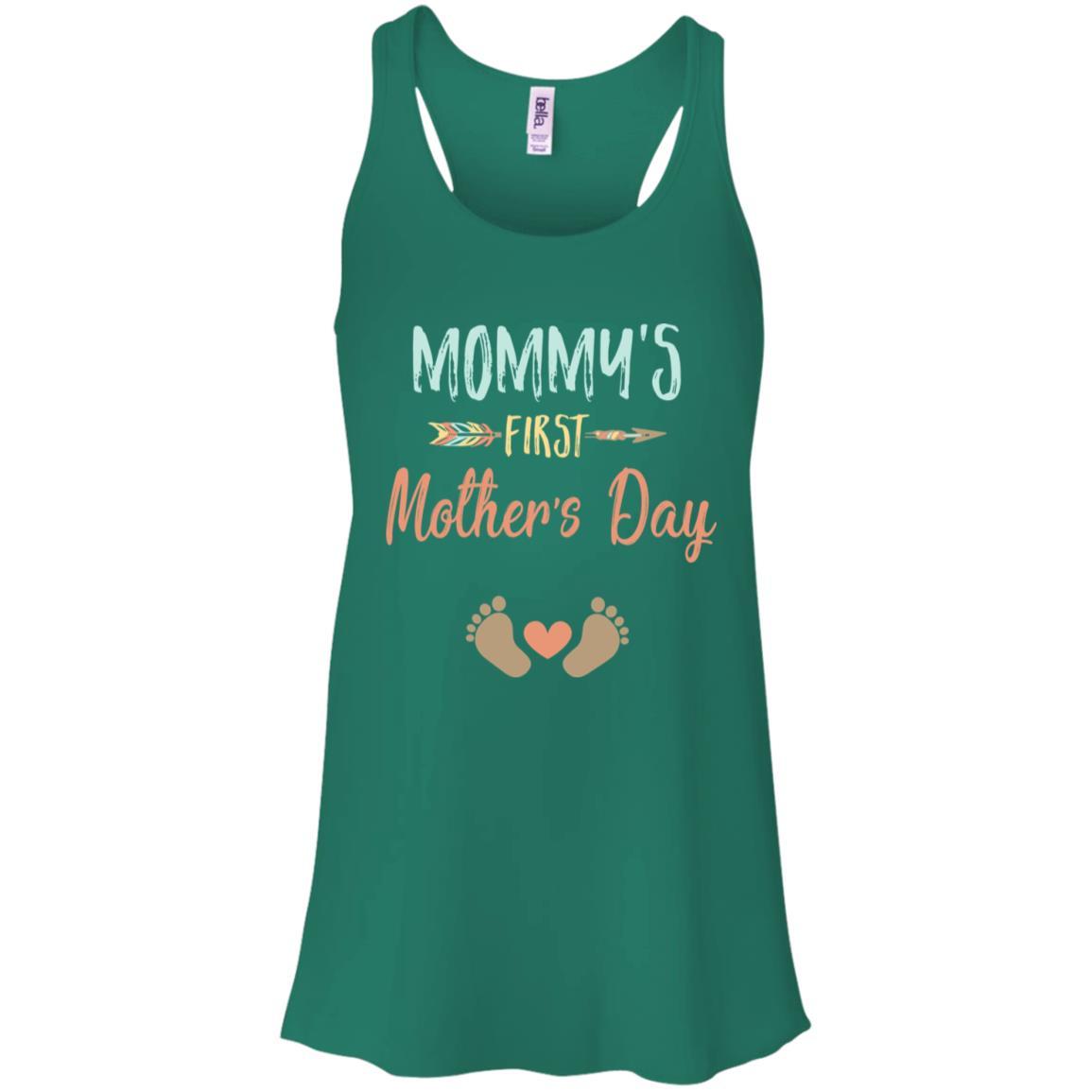 Funny Mommy's First Mother's Day Gift-T-Shirt & Tank Top-Women's Flowy Racerback Tank-Kelly Green