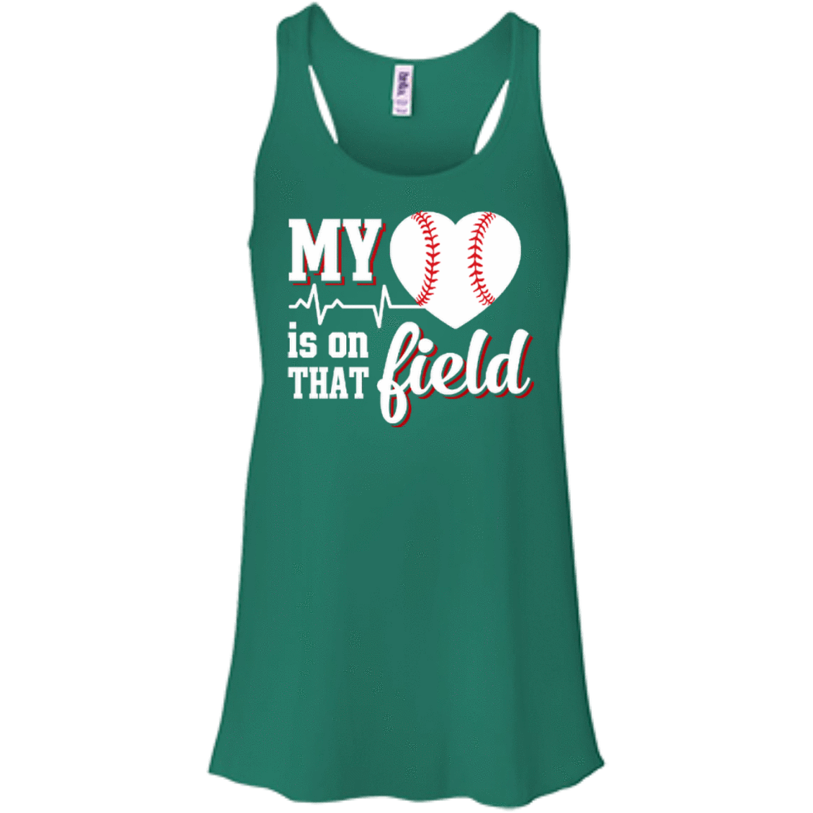 My Heart Is On That Field Baseball-T-Shirt & Hoodie-Women's Flowy Racerback Tank-Kelly