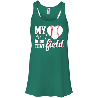 My Heart Is On That Field Baseball-T-Shirt & Hoodie-Women's Flowy Racerback Tank-Kelly