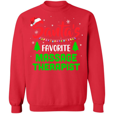 Santa's Favorite Massage Therapist Funny Christmas Xmas Gifts-T-Shirt & Sweatshirt-Crewneck Sweatshirt-Red