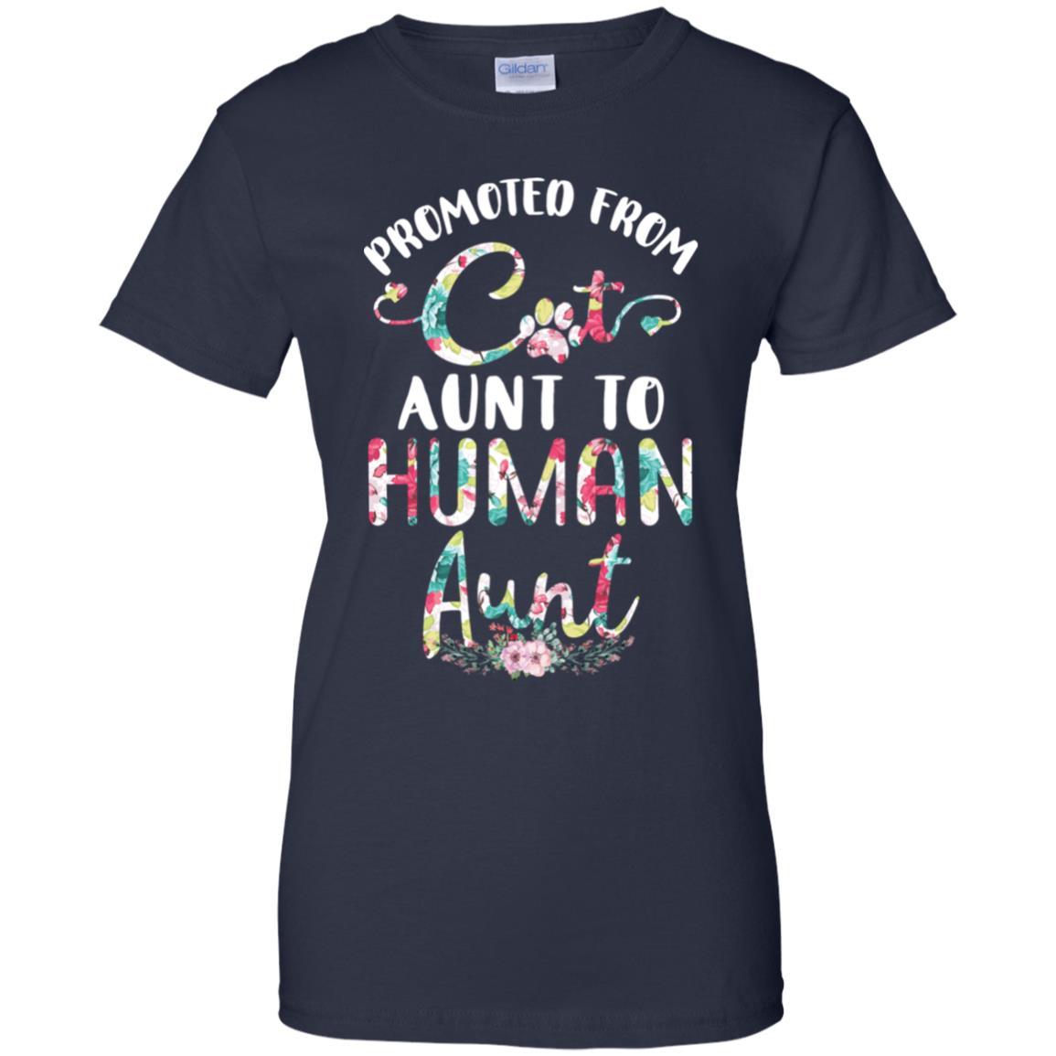 Floral Promoted From Cat Aunt To Human Aunt Gift-T-Shirt & Tank Top-Women's T-Shirt-Navy