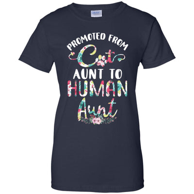 Floral Promoted From Cat Aunt To Human Aunt Gift-T-Shirt & Tank Top-Women's T-Shirt-Navy