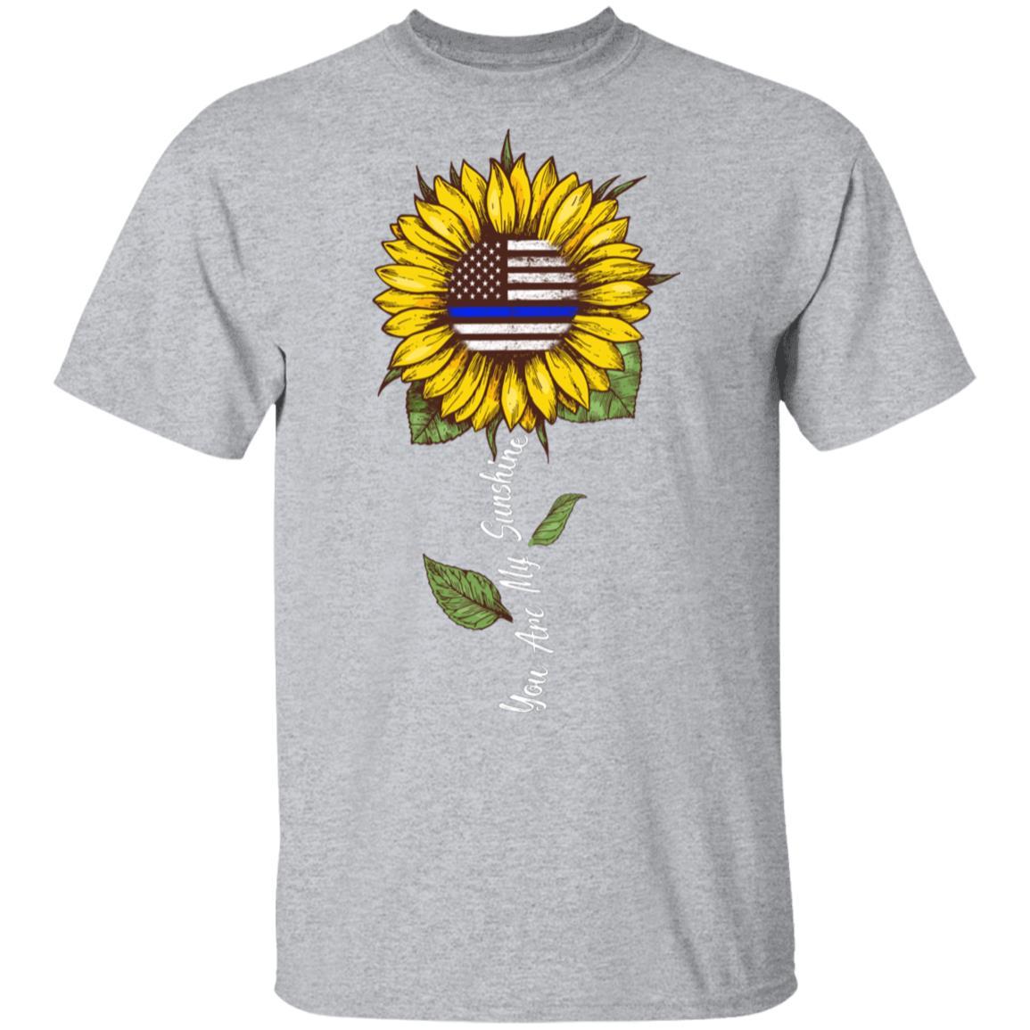 You Are My Sunshine Sunflower Female Police Officer-T-Shirt & Hoodie-Classic T-Shirt-Sport Grey