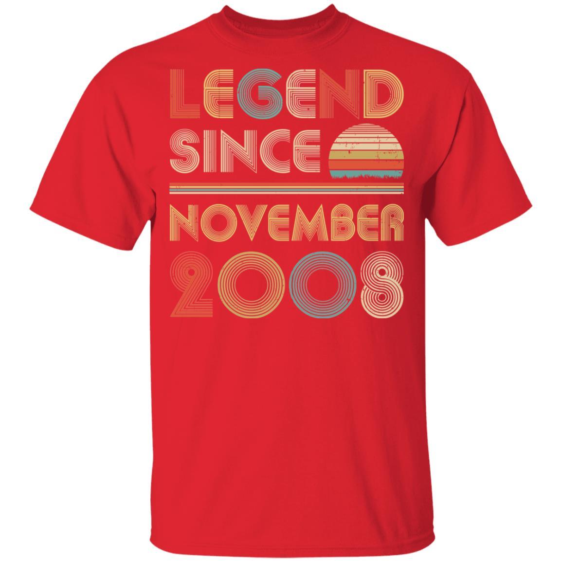 Legend Since November 2008 Vintage 13th Birthday Gifts Youth-Youth Shirt-Youth T-Shirt-Red