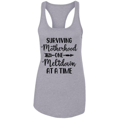 Surviving Motherhood One Meltdown At A Time-T-Shirt & Tank Top-Women's Ideal Racerback Tank-Heather Grey