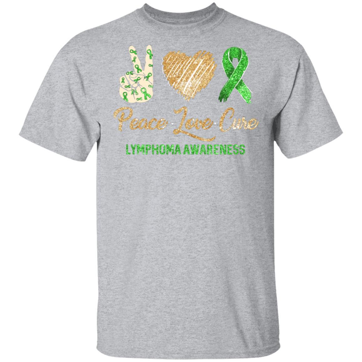 Peace Love Cure Lymphoma Awareness-T-Shirt & Hoodie-Classic T-Shirt-Sport Grey