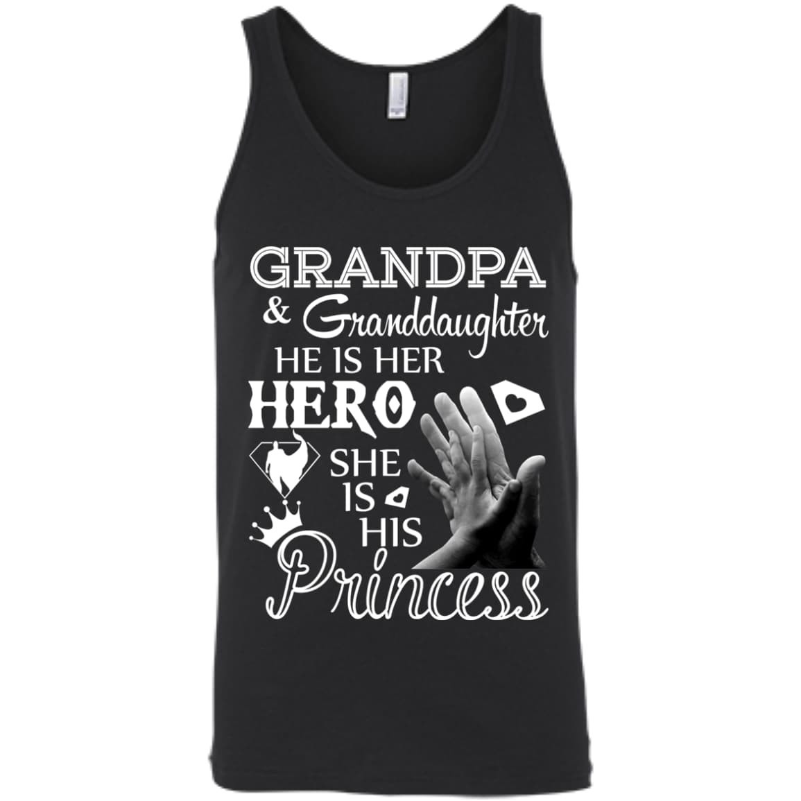 Grandpa & Granddaughter He Is Her Hero-T-Shirt & Hoodie-Unisex Tank-Black