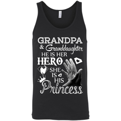 Grandpa & Granddaughter He Is Her Hero-T-Shirt & Hoodie-Unisex Tank-Black