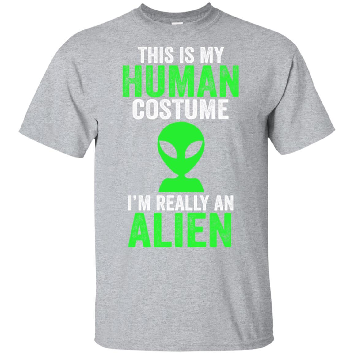 This Is My Human Costume Im Really An Alien Halloween-T-Shirt & Hoodie-Classic T-Shirt-Sport Grey