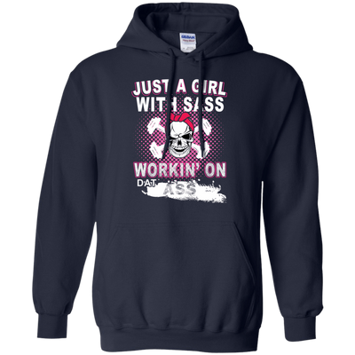 JUST A GIRL WITH SASS-T-Shirt & Hoodie-Pullover Hoodie-Navy