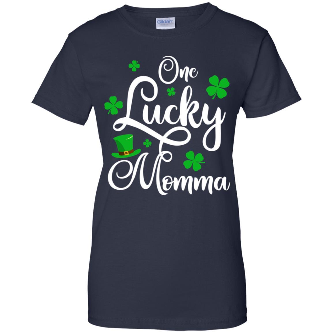 One Lucky Momma St Patricks Day For Mom-T-Shirt & Hoodie-Women's T-Shirt-Navy