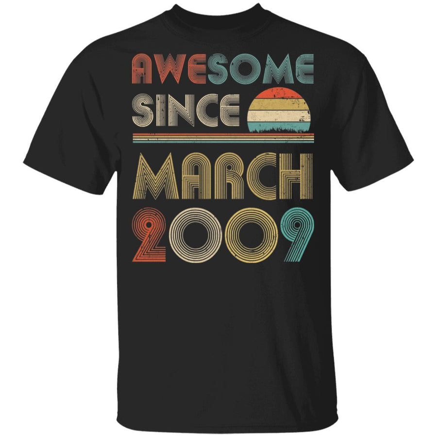 Awesome Since March 2009 Vintage 12th Birthday Gifts Youth-Youth Shirt-Youth T-Shirt-Black