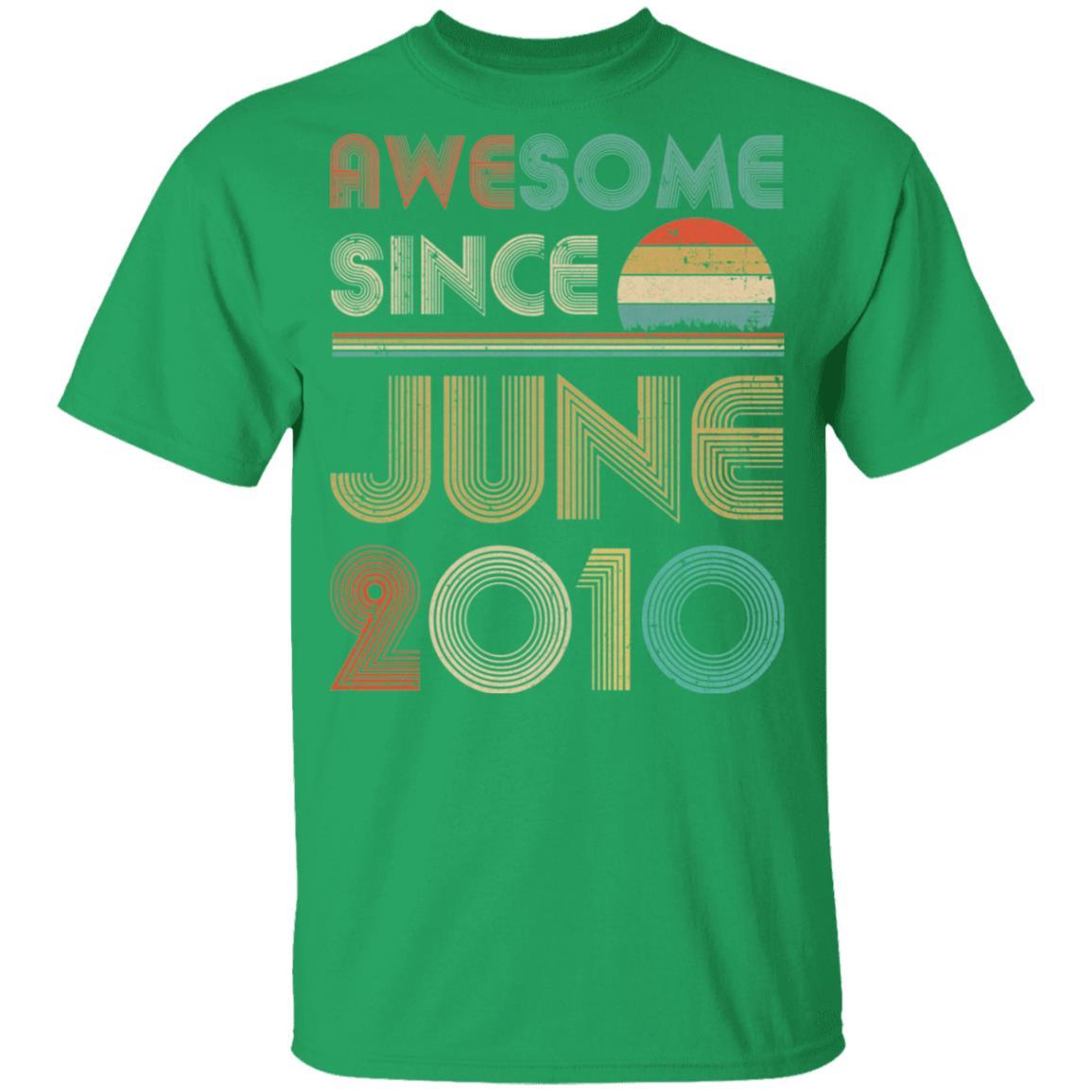 Awesome Since June 2010 Vintage 11th Birthday Gifts Youth-Youth Shirt-Youth T-Shirt-Irish Green