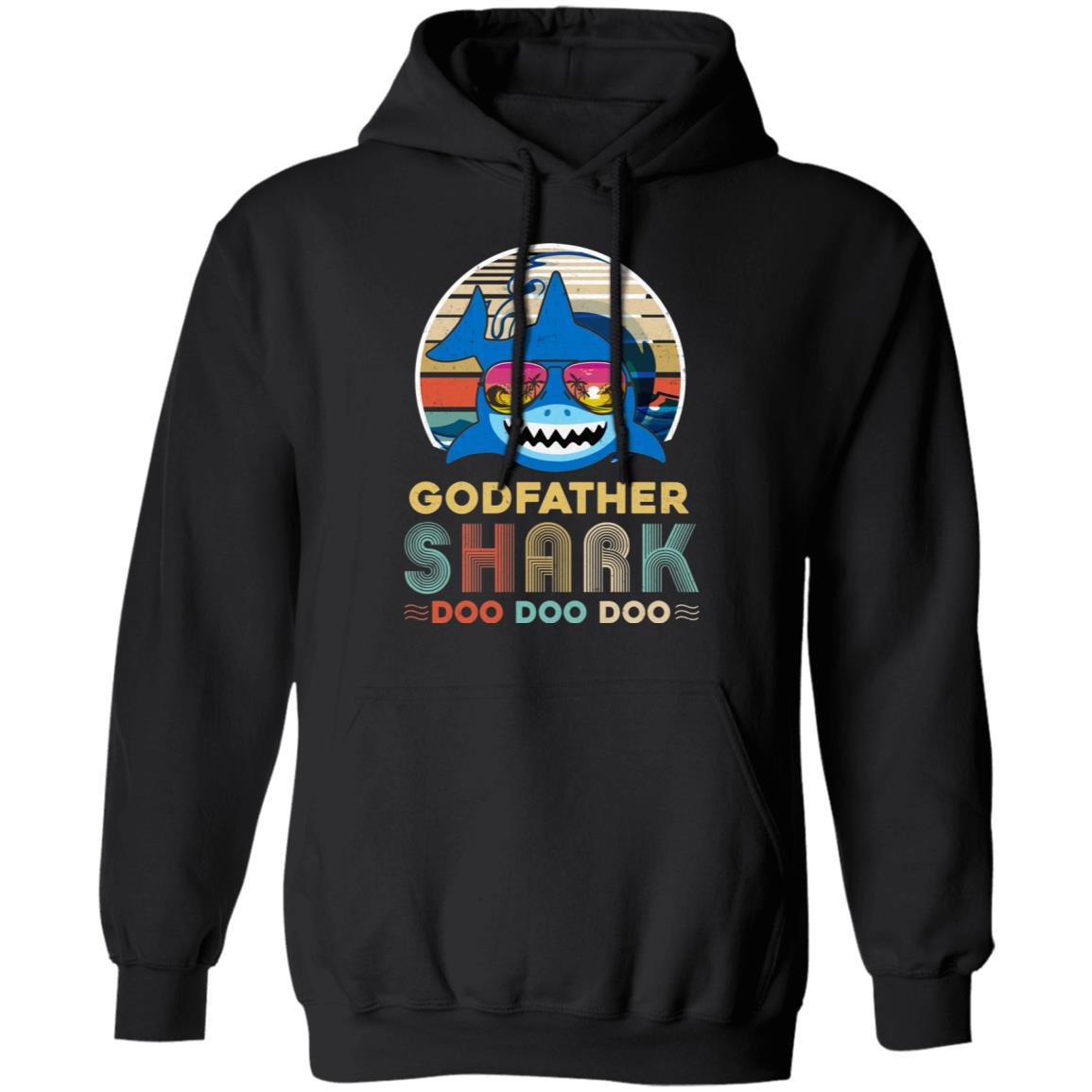 Retro Vintage Godfather Shark Doo Doo Doo-T-Shirt & Hoodie-Pullover Hoodie-Black