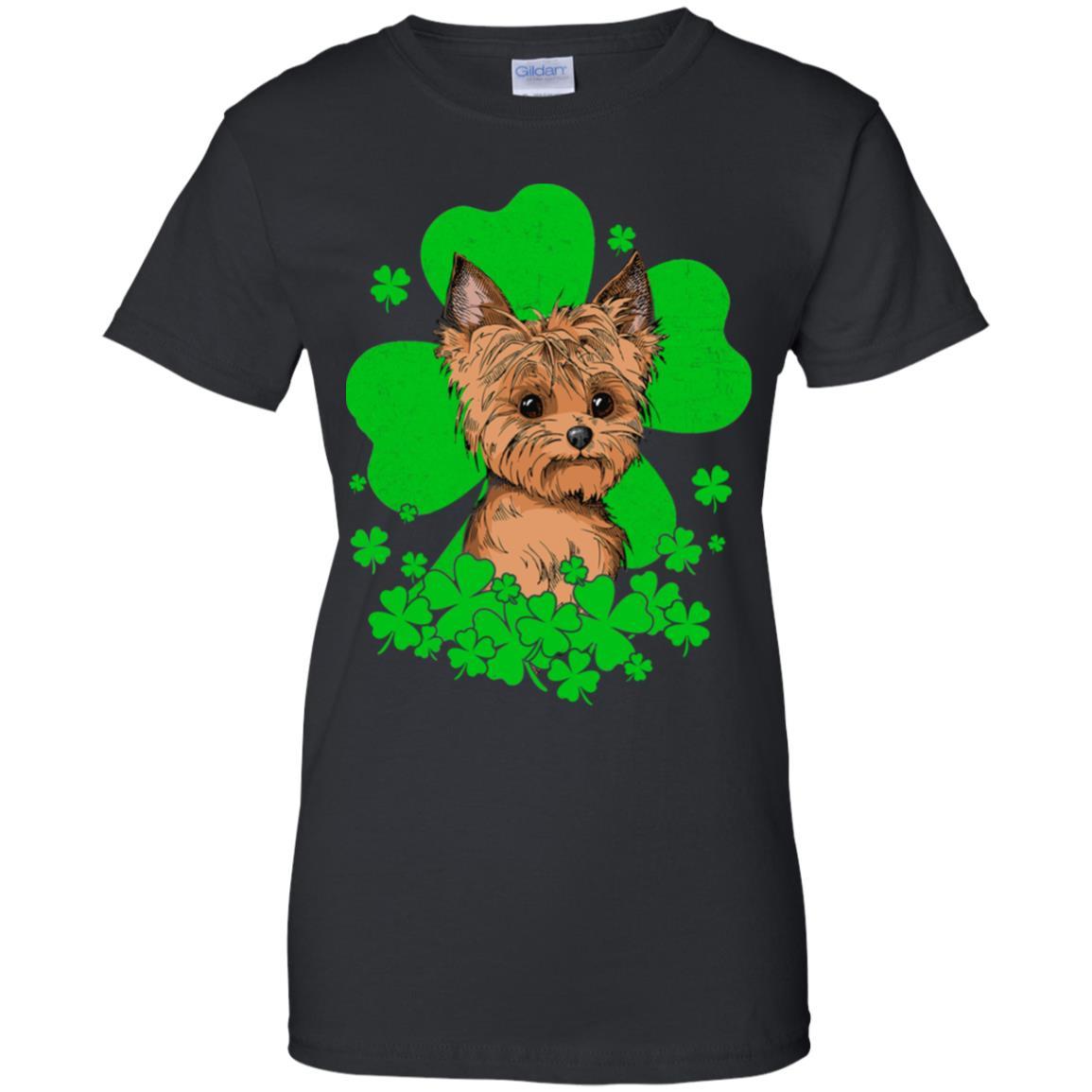 Yorkie St. Patrick's Day Clovers-T-Shirt & Hoodie-Women's T-Shirt-Black