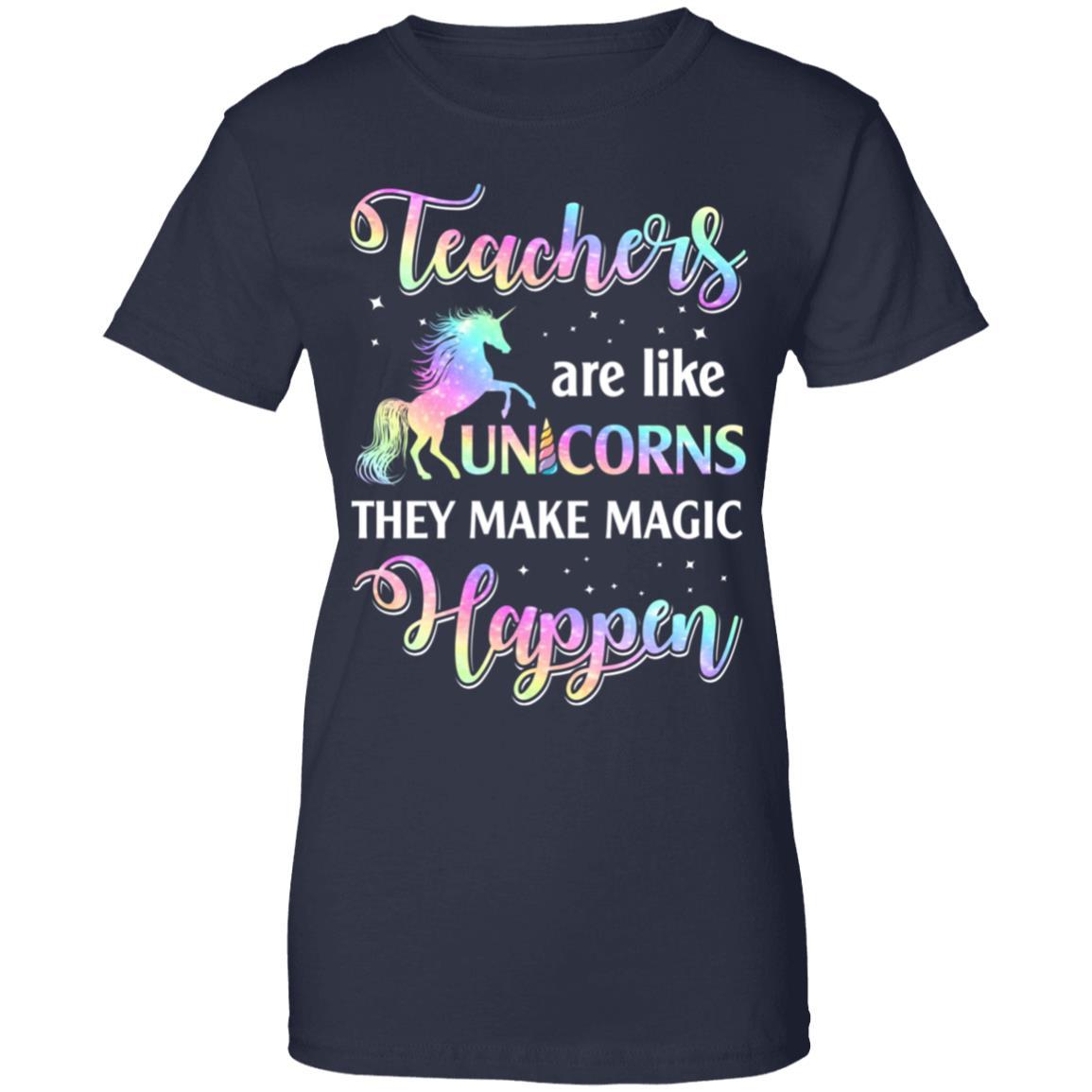 Teachers Are Like Unicorns They Make Magic Happen-T-Shirt & Tank Top-Women's T-Shirt-Navy