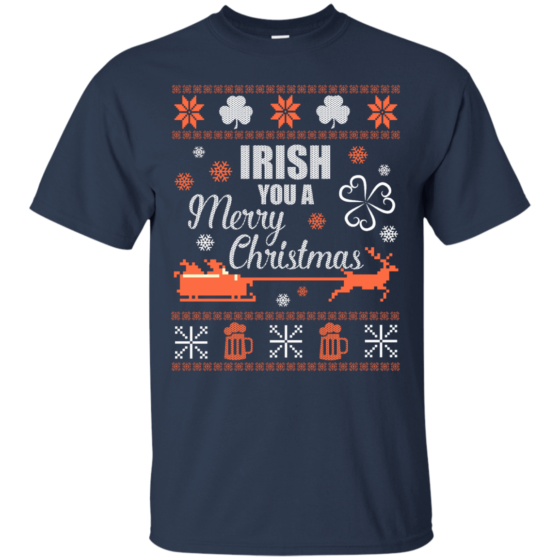 Irish You A Merry Chrristmas-T-Shirt & Hoodie-Classic T-Shirt-Navy