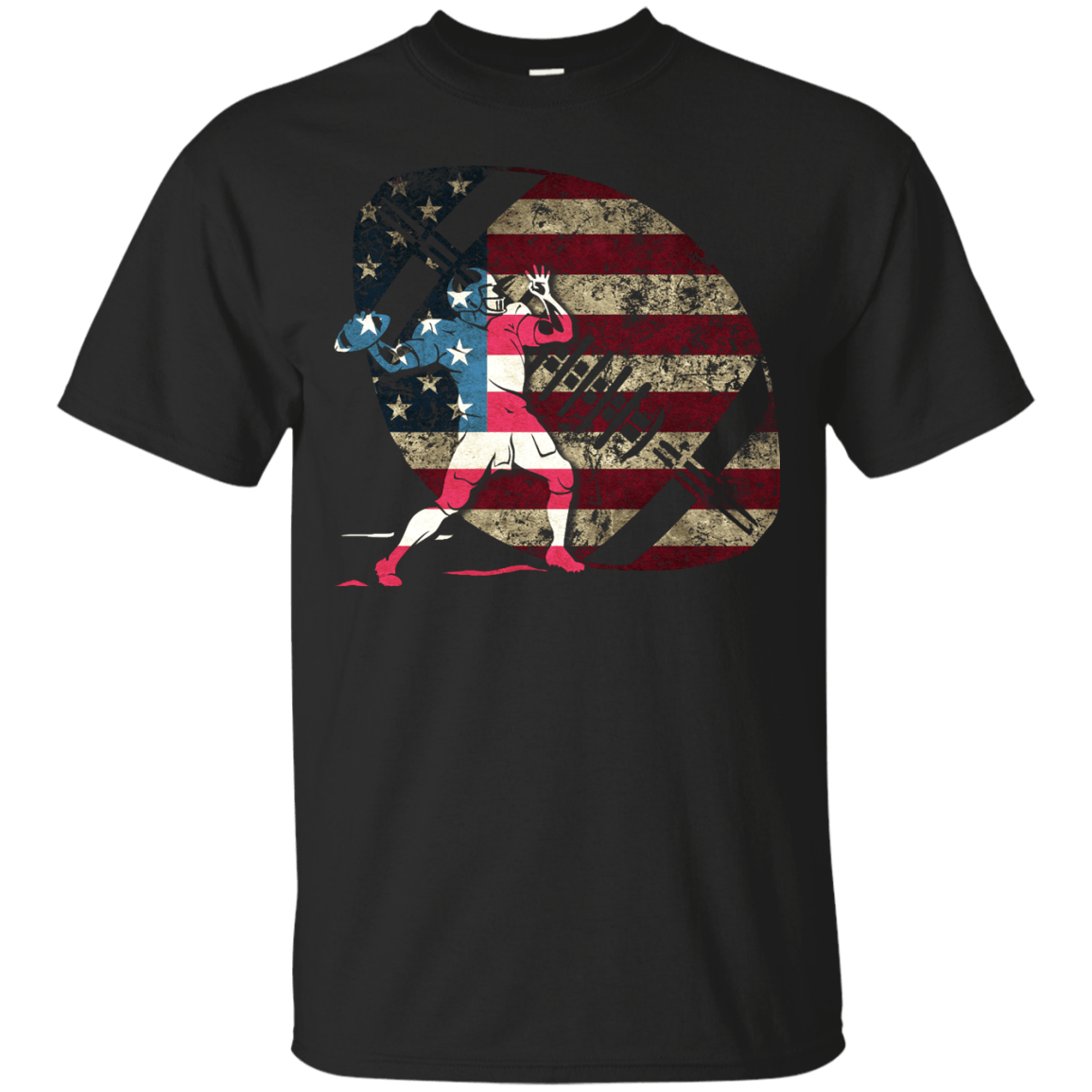 Quarterback Football America Flag-T-Shirt & Hoodie-Classic T-Shirt-Black