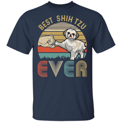 Vintage Best Shih Tzu Dad Ever Bump Fit Funny Dad Gifts-T-Shirt & Hoodie-Classic T-Shirt-Navy