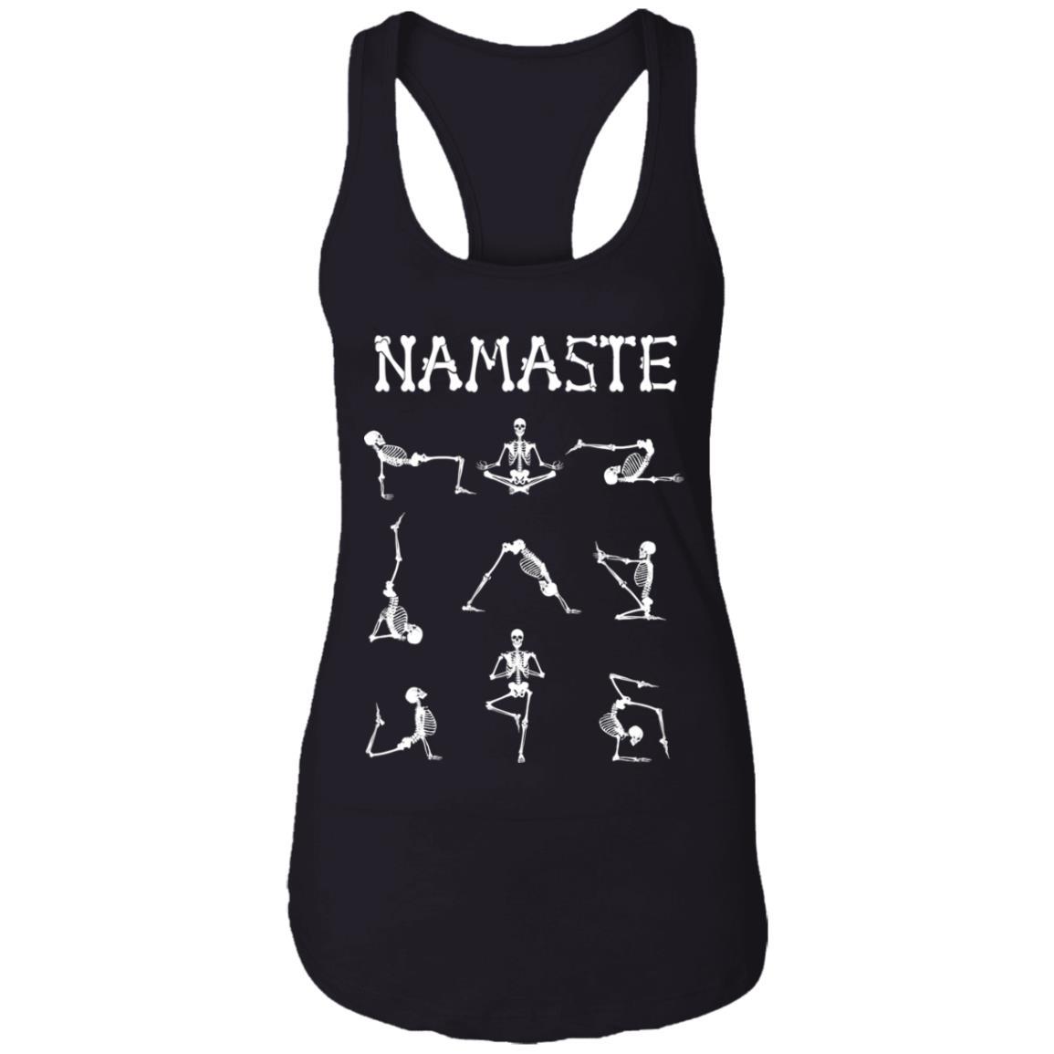 Namaste Yoga Skeleton Halloween Costume Gifts-T-Shirt & Tank Top-Women's Ideal Racerback Tank-Black