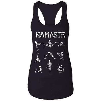 Namaste Yoga Skeleton Halloween Costume Gifts-T-Shirt & Tank Top-Women's Ideal Racerback Tank-Black