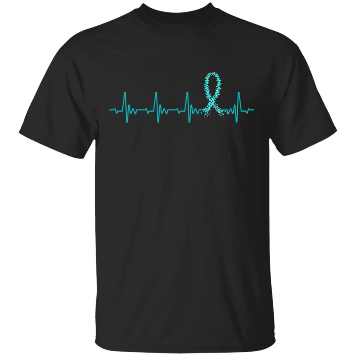 Ovarian Cancer Awareness Teal Ribbon Heartbeat