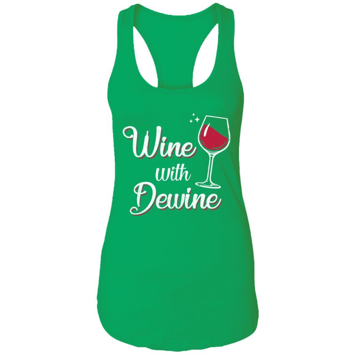 Wine With Dewine Drinking Game Ohio-T-Shirt & Tank Top-Women's Ideal Racerback Tank-Kelly Green