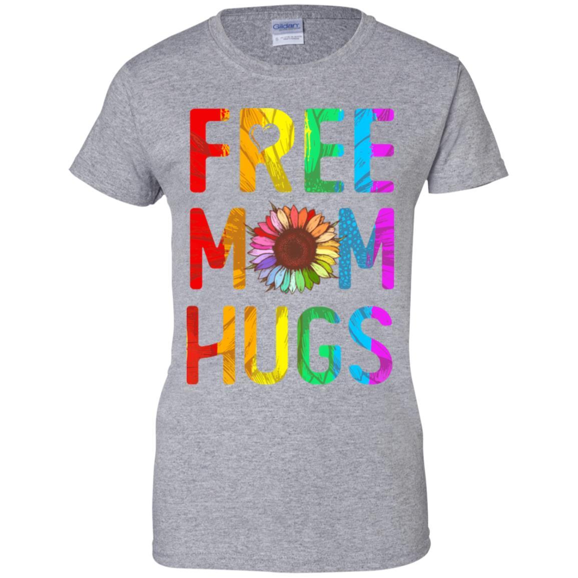 Flower Free Mom Hugs Pride LGBT-T-Shirt & Tank Top-Women's T-Shirt-Sport Grey