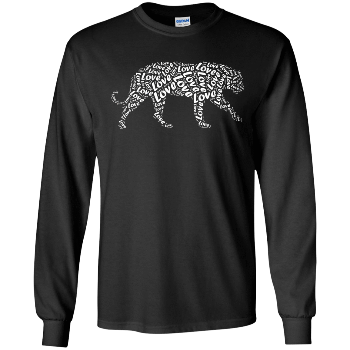 I Love Tiger T-Shirt Word Graphic Tee-T-Shirt & Hoodie-Long Sleeve T-Shirt-Black