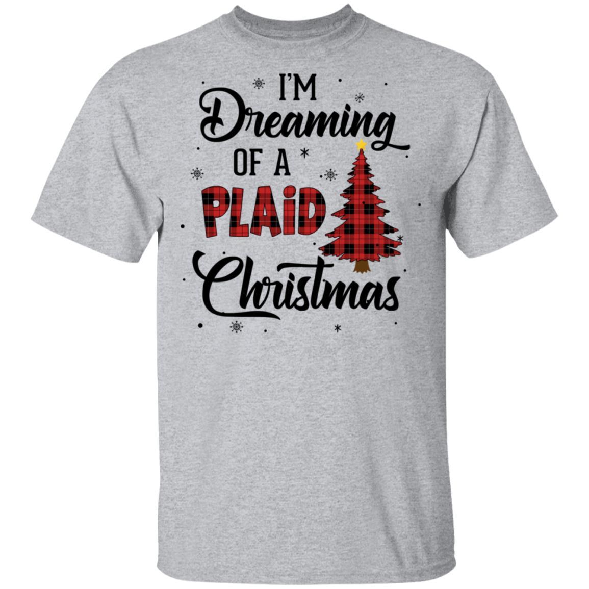 I'm Dreaming Of A Plaid Christmas Xmas Buffalo Plaid-T-Shirt & Sweatshirt-Classic T-Shirt-Sport Grey