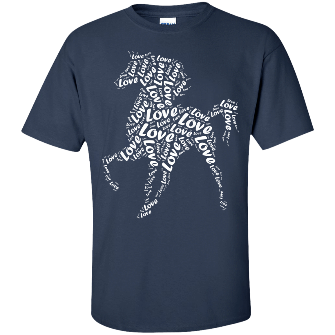 I Love Horse T-Shirt Word Graphic Tee-T-Shirt & Hoodie-Classic T-Shirt-Navy