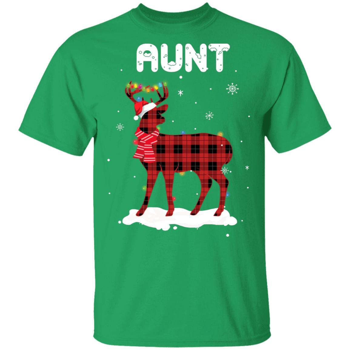Aunt Deer Red Plaid Christmas Family Matching Pajamas-T-Shirt & Sweatshirt-Classic T-Shirt-Irish Green