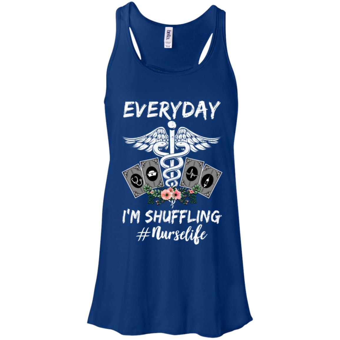 Everyday I'm Shuffling Funny Nurse-T-Shirt & Tank Top-Women's Flowy Racerback Tank-True Royal
