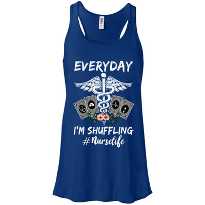 Everyday I'm Shuffling Funny Nurse-T-Shirt & Tank Top-Women's Flowy Racerback Tank-True Royal