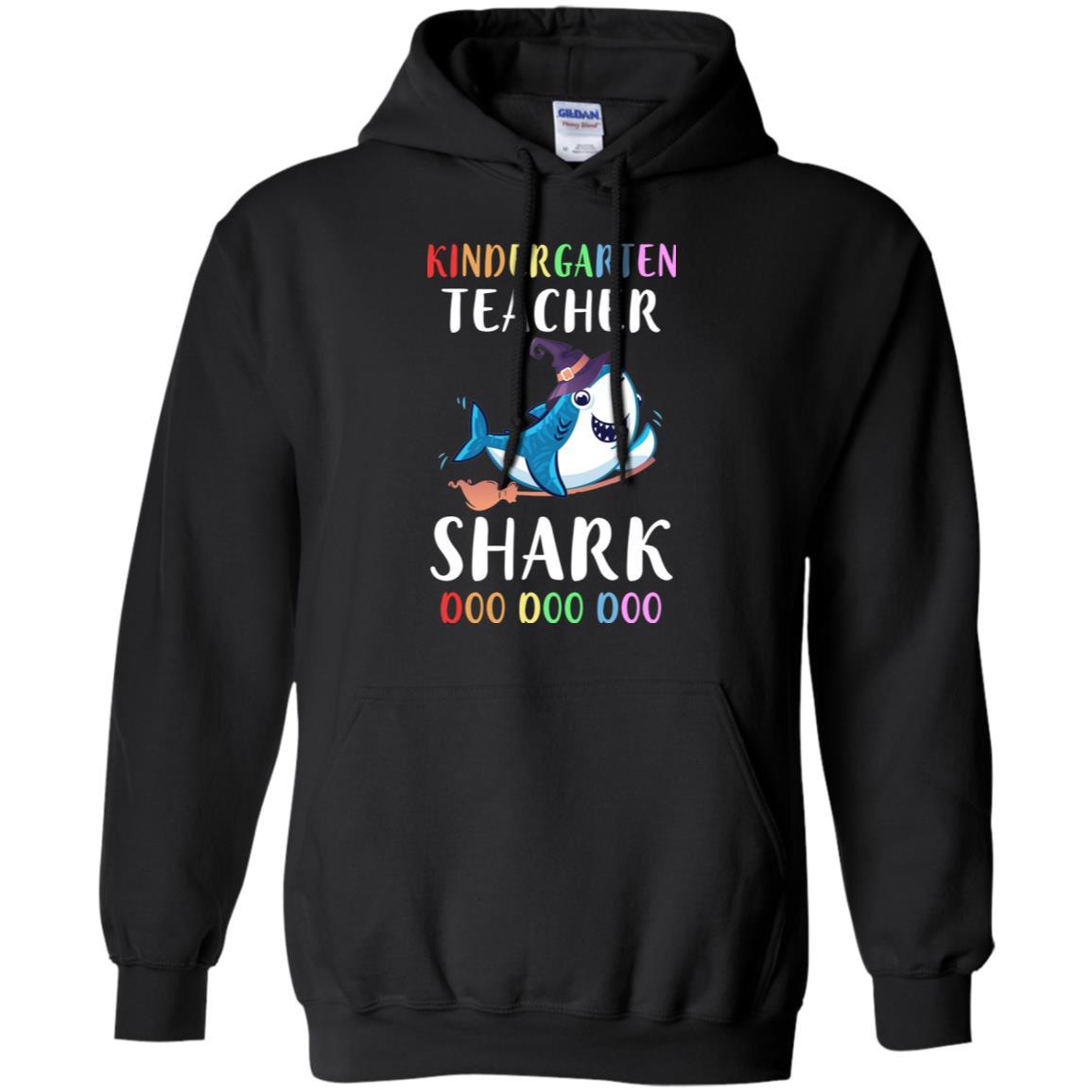 Kindergarten Teacher Shark Doo Doo Doo Halloween-T-Shirt & Hoodie-Pullover Hoodie-Black