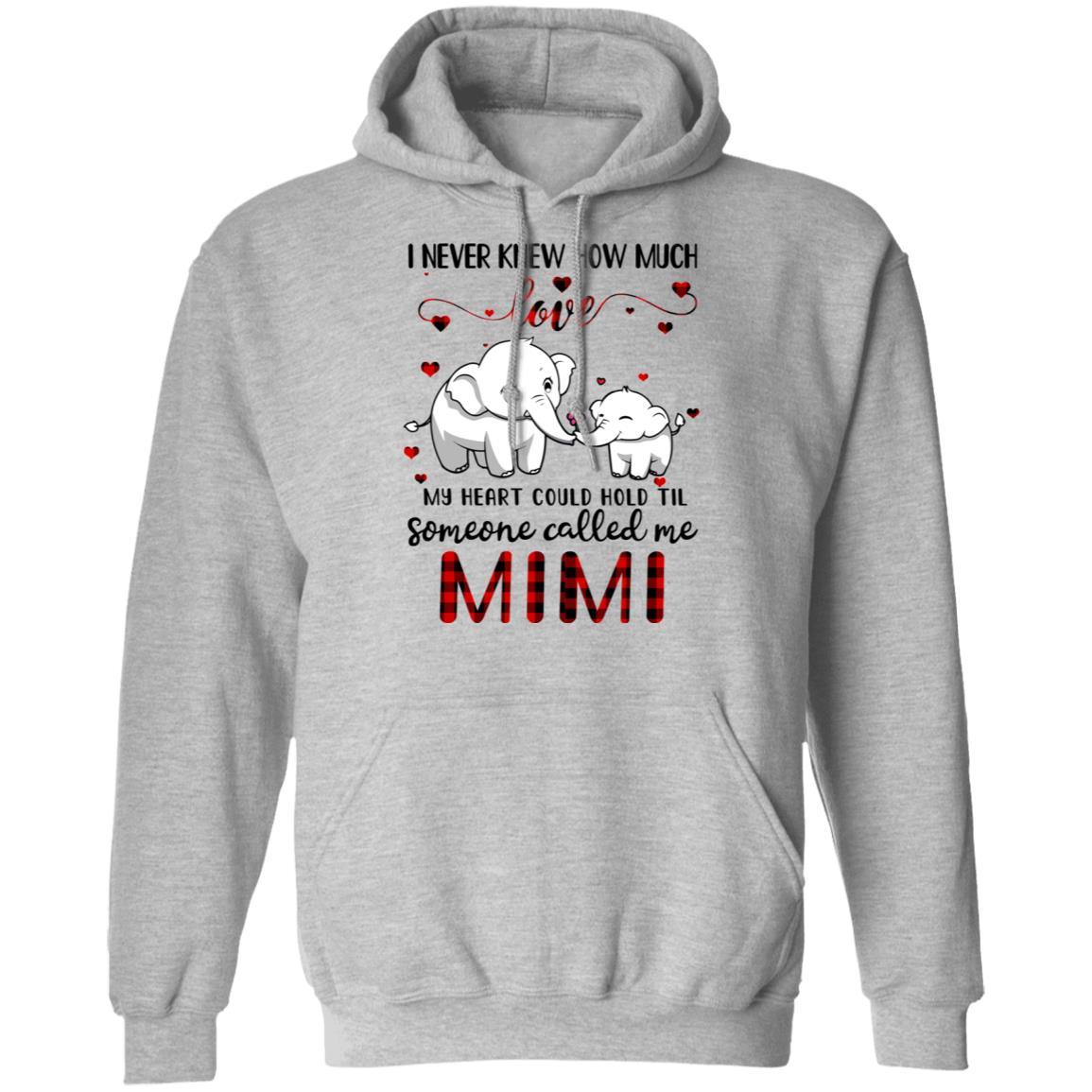Someone Called Me Mimi Elephant Red Plaid Mother's Day-T-Shirt & Hoodie-Pullover Hoodie-Sport Grey