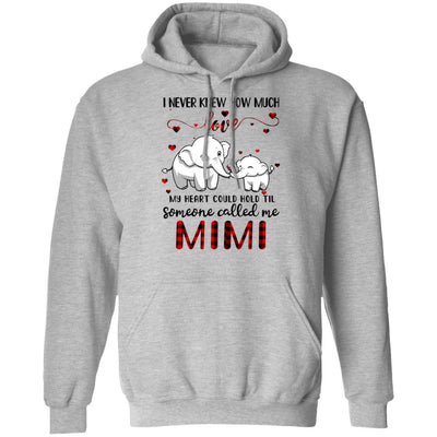 Someone Called Me Mimi Elephant Red Plaid Mother's Day-T-Shirt & Hoodie-Pullover Hoodie-Sport Grey