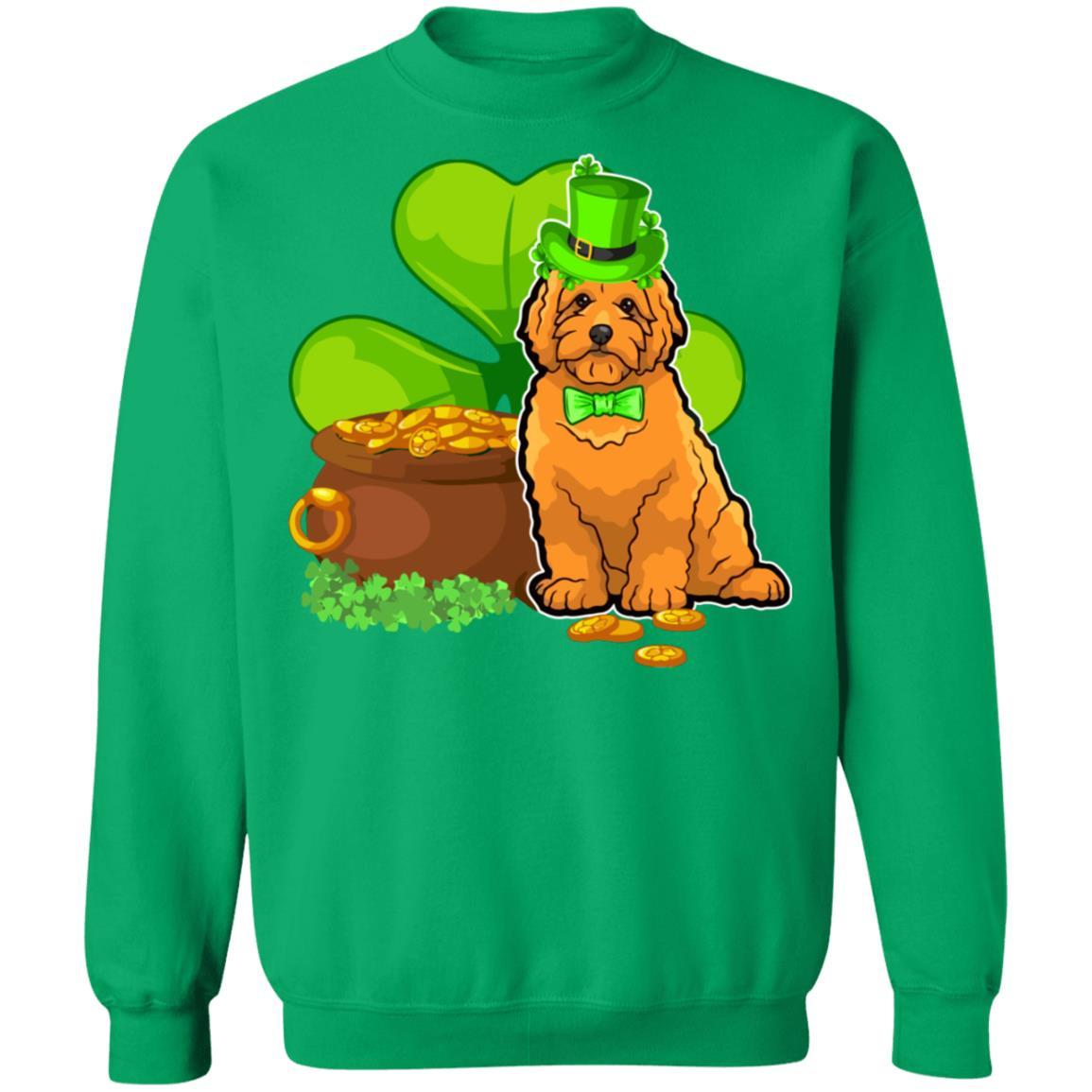 Goldendoodle St Patrick's Day Irish Dog Lover Funny Gifts-T-Shirt & Hoodie-Crewneck Sweatshirt-Irish Green