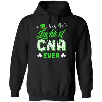 Luckiest CNA Nurse Ever Shamrock Top Hat St Patrick's Day-T-Shirt & Hoodie-Pullover Hoodie-Black