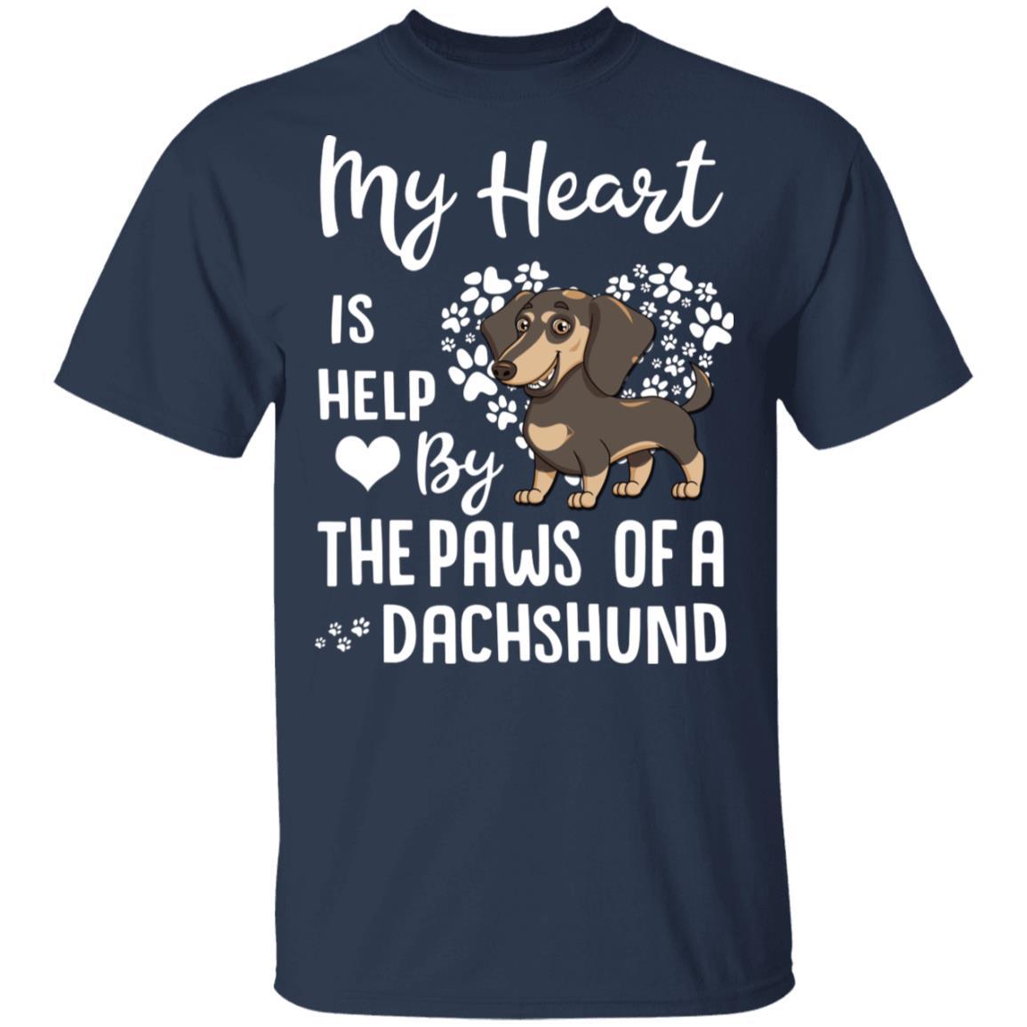 My Heart Is Held By The Paws Of A Dachshund Lover-T-Shirt & Hoodie-Classic T-Shirt-Navy