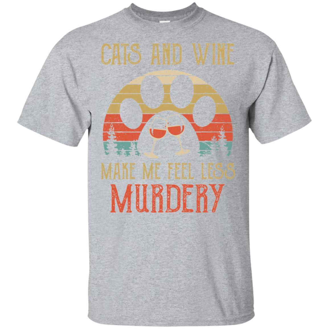 Cats and Wine Make Me Feel Less Murdery-T-Shirt & Hoodie-Classic T-Shirt-Sport Grey