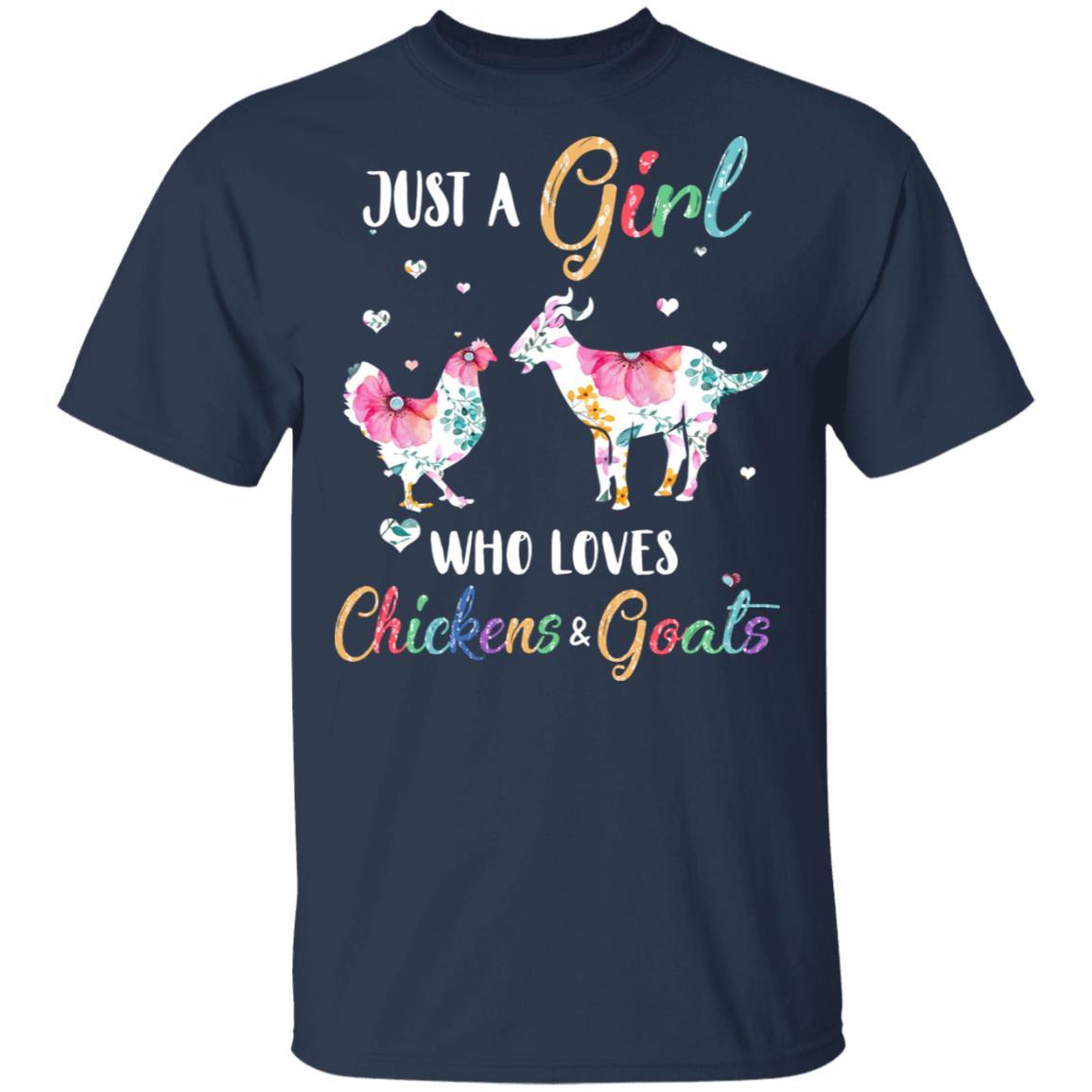 Just A Girl Who Loves Chickens And Goats Funny Cute Lover-T-Shirt & Hoodie-Classic T-Shirt-Navy