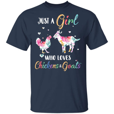 Just A Girl Who Loves Chickens And Goats Funny Cute Lover-T-Shirt & Hoodie-Classic T-Shirt-Navy