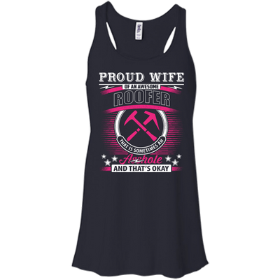 Proud Wife Of An Awesome Roofer-T-Shirt & Hoodie-Women's Flowy Racerback Tank-Midnight