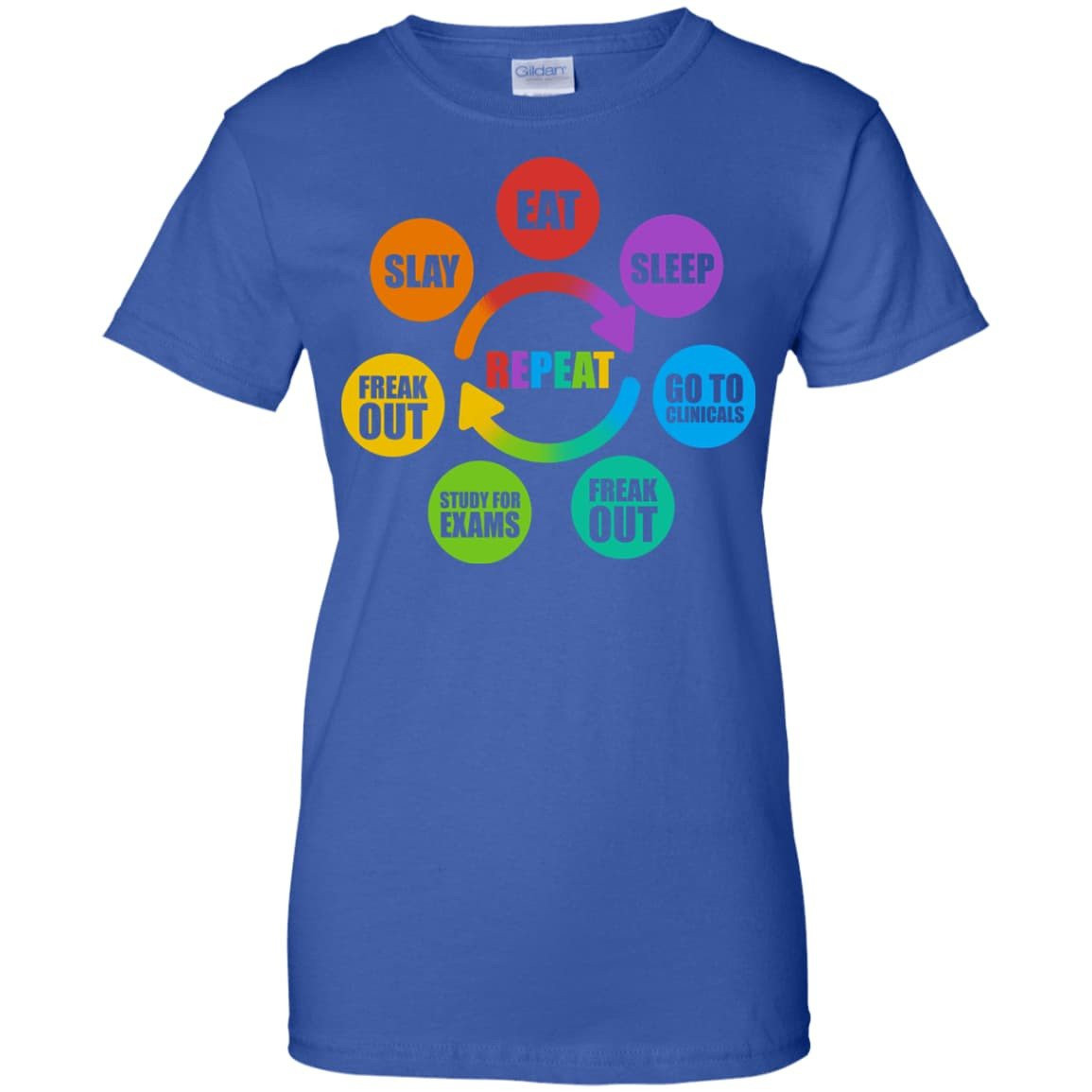 Eat Sleep Go to Clinicals Freak out Study for exams-T-Shirt & Hoodie-Women's T-Shirt-Royal