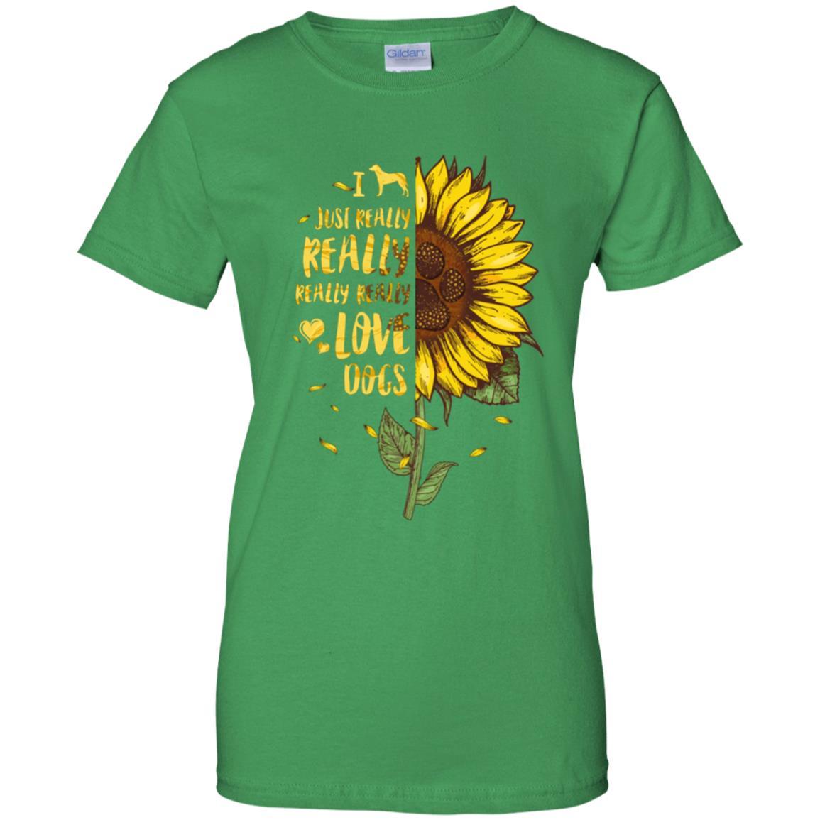 I Just Really Really Love Dogs Sunflower-T-Shirt & Tank Top-Women's T-Shirt-Irish Green